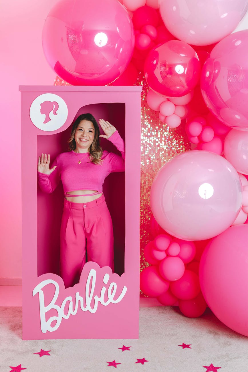 woman in pink posing as barbie